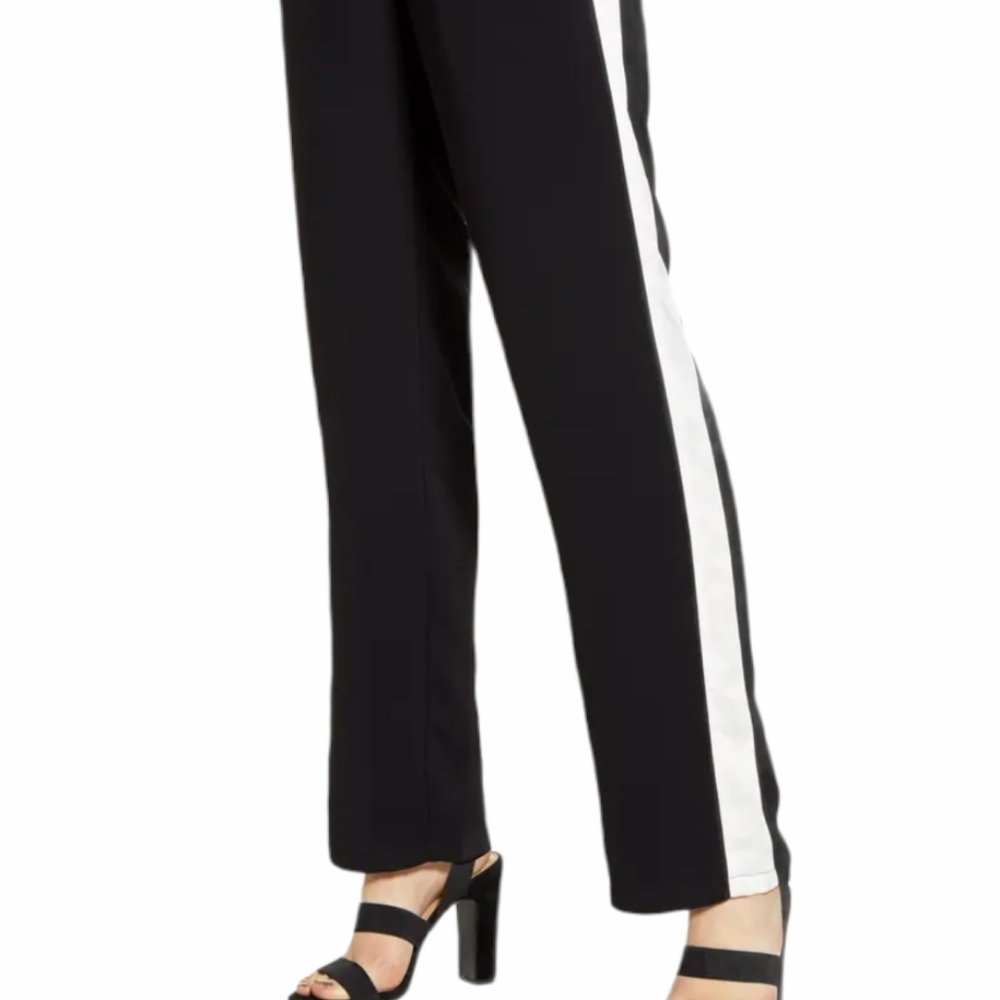 Chelsea28 Black and White Side Stripe Pants